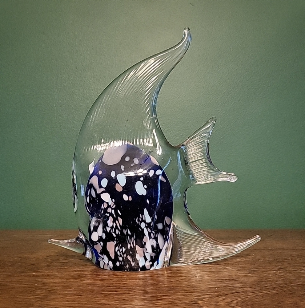 Hand Blown Murano Art Glass Angel Fish Figurine Paper Weight